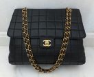 Authentic Chanel Black Chocolate Bar Quilted Lambskin Jumbo on Sale