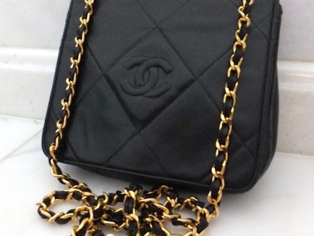 Authentic Chanel Black Vintage Lambskin Flapover Cheap