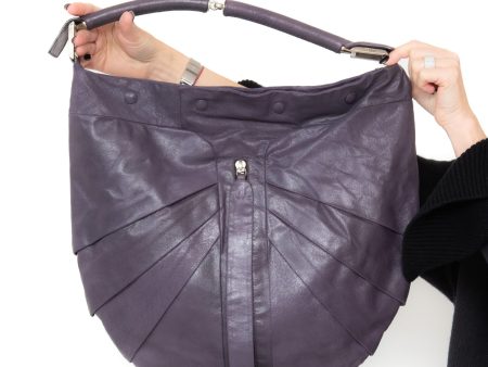 Fendi Purple Crackled Leather Pleated and Tucked Hobo Bag Online Hot Sale