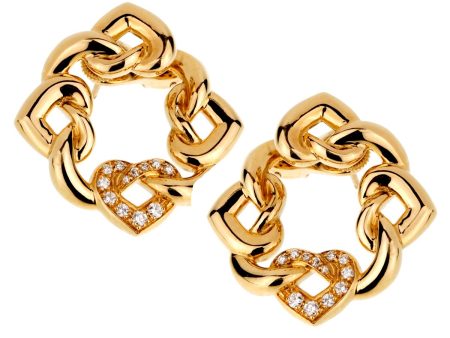 Bulgari Heart Diamond Gold Earrings Online now