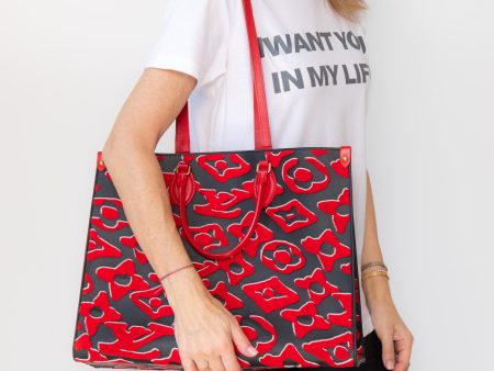 Louis Vuitton x Urs Fischer Red On The Go Tote Bag Hot on Sale