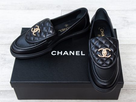 Chanel Black Leather Loafers For Discount