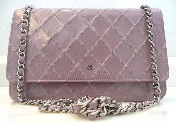 Authentic Chanel Lilac Quilted Wallet On Chain (WOC) Handbag For Discount