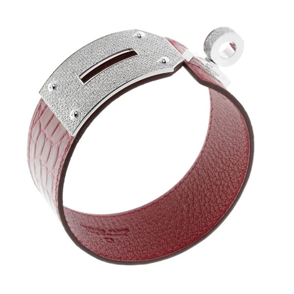 Hermes Kelly Diamond Alligator Leather Bracelet Discount