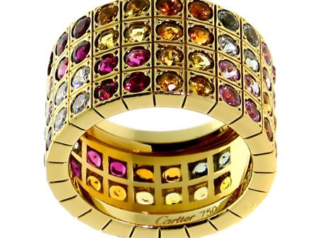 Cartier Lanieres Multicolor Sapphire Diamond Gold Ring Online