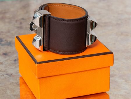 Hermes Collier De Chien Brown Leather Bracelet For Sale