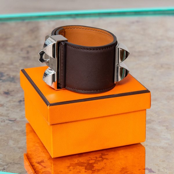 Hermes Collier De Chien Brown Leather Bracelet For Sale