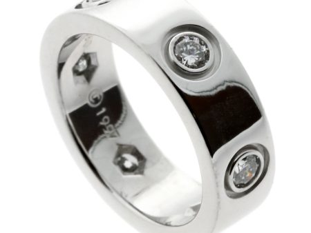 Cartier Love Full Diamond Ring in 18k White Gold Sz 46 For Sale