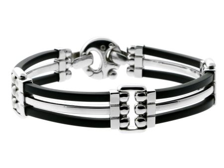 Mens Baraka White Gold and Rubber Bracelet For Discount