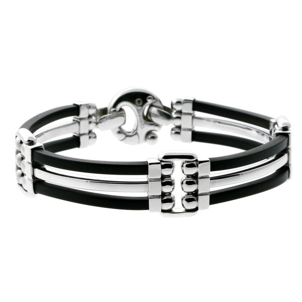 Mens Baraka White Gold and Rubber Bracelet For Discount