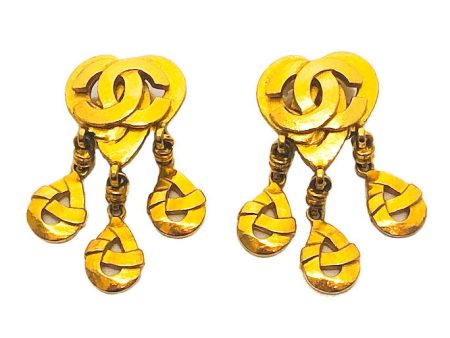 Chanel Vintage Rare Gold Heart Earrings Supply