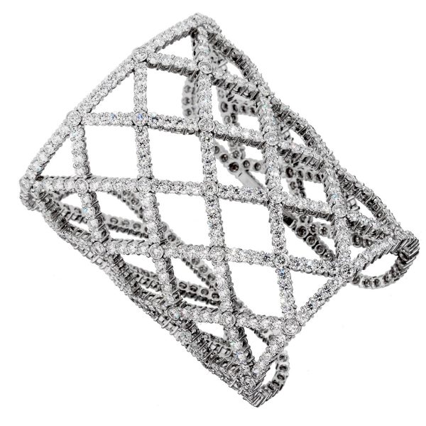 Boucheron 64.47ct Weave Diamond White Gold Cuff Online Sale