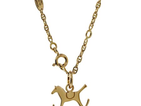 Hermes Diamond Horse Gold Necklace Supply