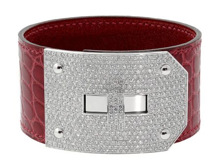 Hermes Kelly Diamond Alligator Leather Bracelet Discount