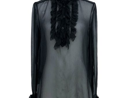 Chanel Runway Black Silk Classic Blouse Online Hot Sale