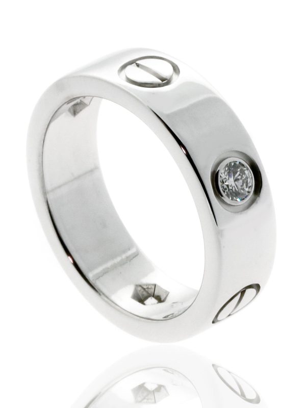 Cartier Love 3 Diamond Ring in 18k White Gold Sz 50 Cheap