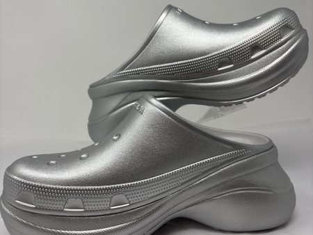 BALENCIAGA silver crocs shoes size 8 Hot on Sale