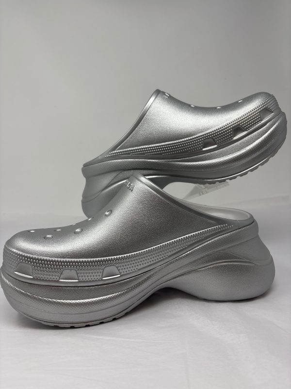 BALENCIAGA silver crocs shoes size 8 Hot on Sale