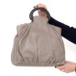 Armani Collezione Taupe Leather Pleated Top Handle Bag For Sale