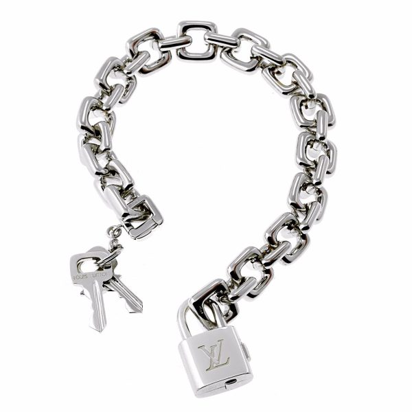 Louis Vuitton Padlock Charm White Gold Bracelet Online Sale