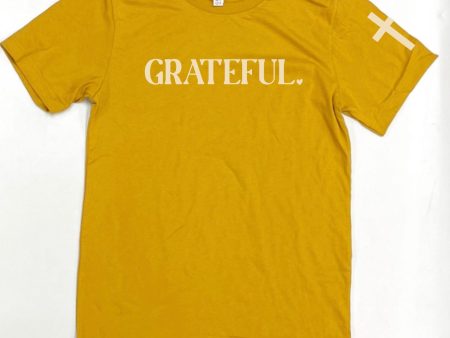 S S Tee-Grateful w Cross Slv on Sale