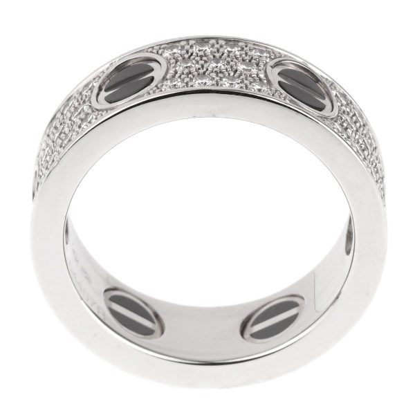 Cartier Love Ceramic Diamond 18k White Gold RIng Hot on Sale