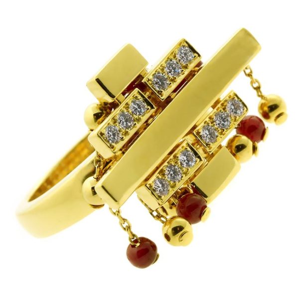 Cartier Le Baiser Du Dragon Diamond Gold Ring For Sale