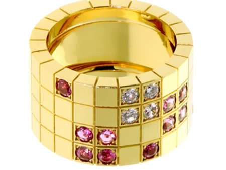 Cartier Lanieres Pink Sapphire Diamond Gold Ring on Sale