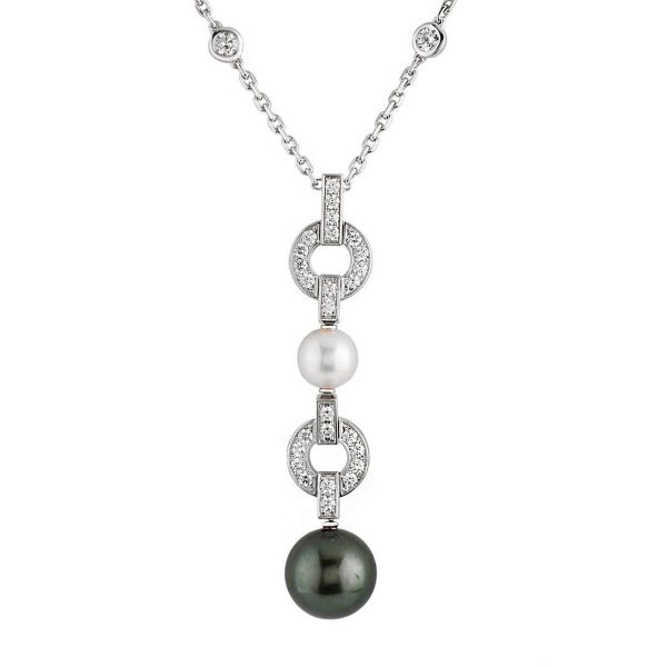 Cartier Himalia Pearl Diamond Drop White Gold Necklace Discount