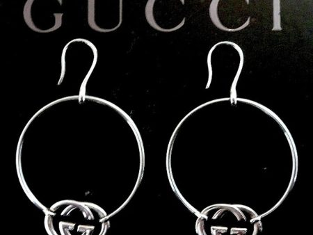 Authentic Gucci Sterling Silver Logo Hoop Earrings on Sale