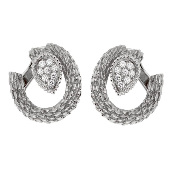 Boucheron Serpent Boheme White Gold Diamond Hoop Earrings on Sale