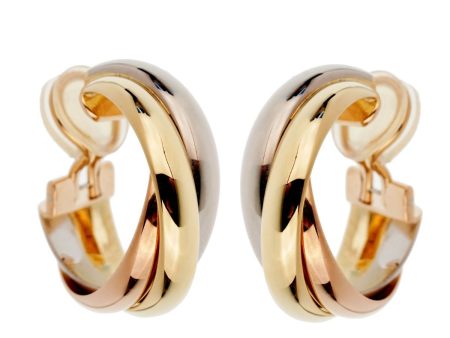 Cartier Trinity Vintage Gold Clip On Earrings Hot on Sale