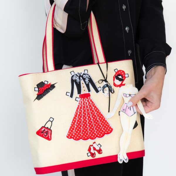 Lulu Guinness Paper Doll Raffia Tote Bag Online Sale