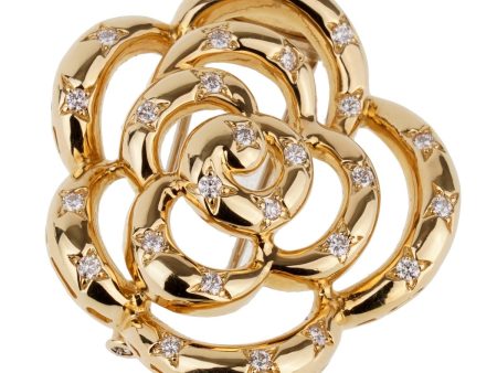 Van Cleef Arpels Flower Diamond Gold Brooch Discount