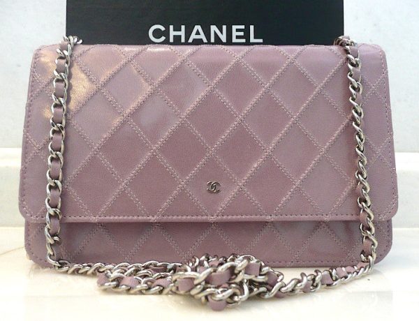 Authentic Chanel Lilac Quilted Wallet On Chain (WOC) Handbag For Discount