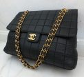 Authentic Chanel Black Chocolate Bar Quilted Lambskin Jumbo on Sale