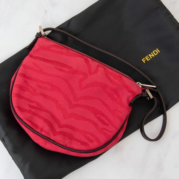 Fendi Pink Printed  Canvas Shoulder Bag Online Hot Sale