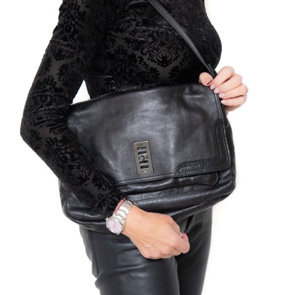 Mulberry Oversized Maggie Black Leather Clutch Bag Online Hot Sale