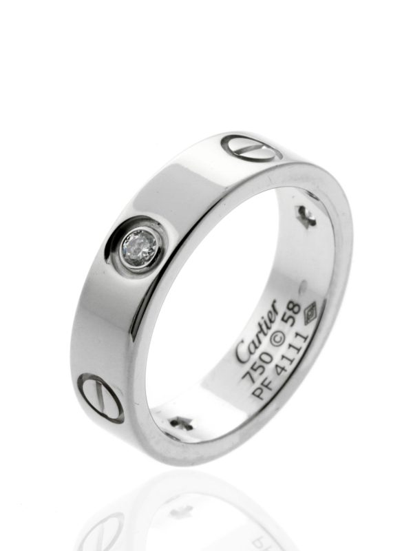 Cartier Love 3 Diamond Ring in 18k White Gold Sz 58 For Cheap