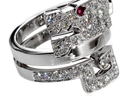 Cartier Le Baiser Du Dragon Diamond Ring in 18k White Gold Cheap