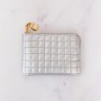 Celine C Charm Quilted Silver Leather Coin Purse For Sale