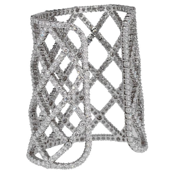 Boucheron 64.47ct Weave Diamond White Gold Cuff Online Sale