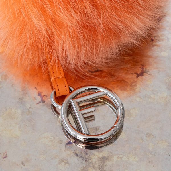 Fendi Orange  Fur Pom Pom Key Ring Supply