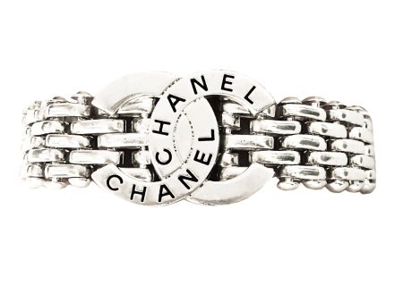 Chanel Vintage Rare Silver Logo Bracelet Online Sale