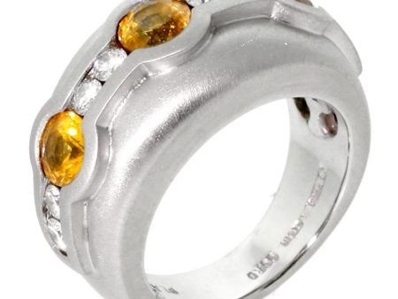 Barry Kieselstein Cord Diamond Yellow Sapphire Platinum Ring Discount