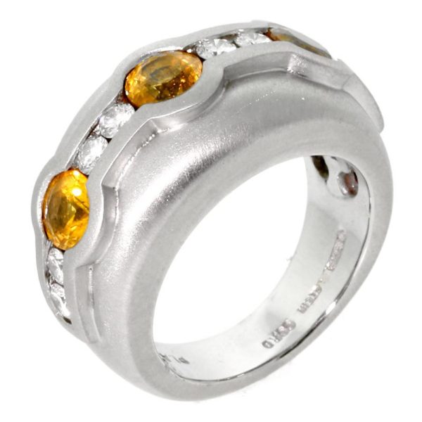 Barry Kieselstein Cord Diamond Yellow Sapphire Platinum Ring Discount