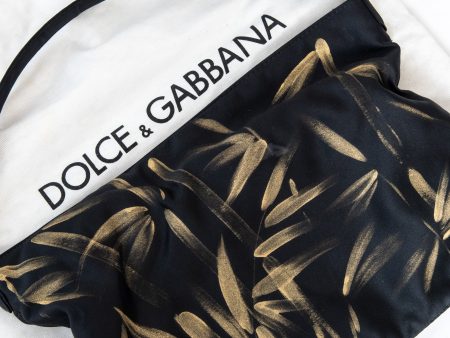 Dolce & Gabbana  Black And Gold Hand Painted Satin Shoulder Bag on Sale