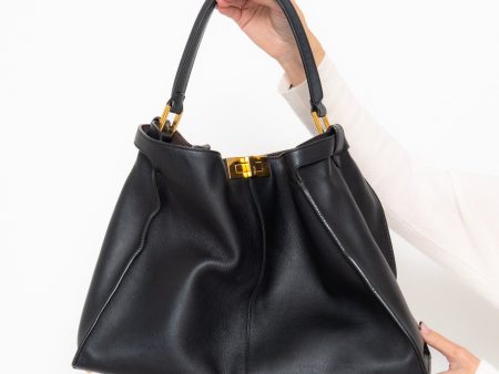 Fendi Peekaboo Black Leather Shoulder Bag Sale