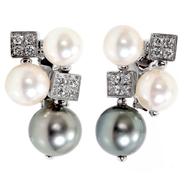 Bulgari Lucea Diamond Pearl White Gold Earrings Online now