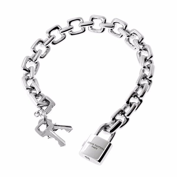 Louis Vuitton Padlock Charm White Gold Bracelet Online Sale